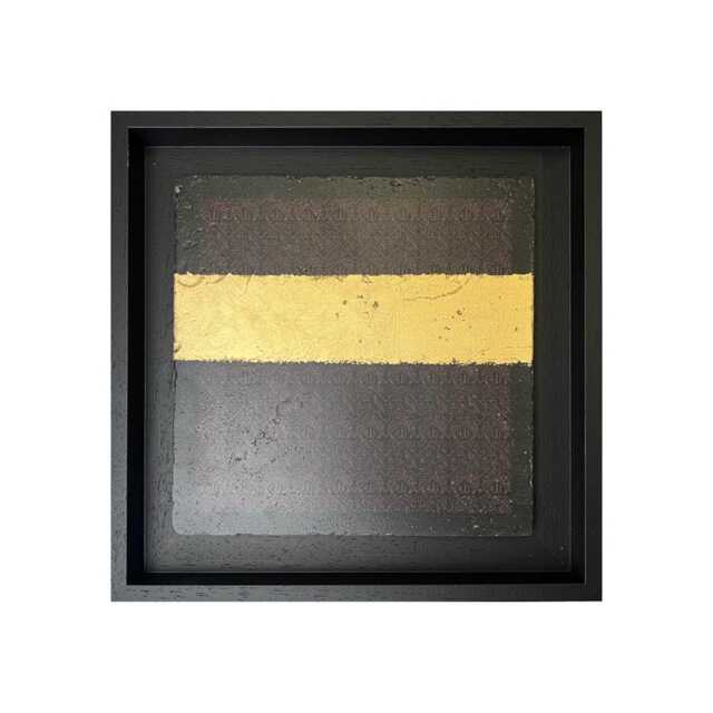 Kaaba Gold Leaf Abstract Design Islamic Gift Framed Wall Art Stone Travertine Tile Traditional Uthmaani Calligraphy - Medium - image 1