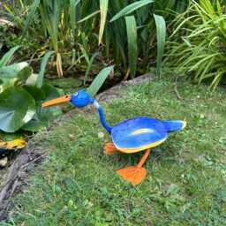 Handmade Painted Recycled Metal Figurine - Standing Duck - thumbnail 2
