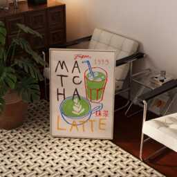 Matcha Latte Print, Coffee Poster, Kitchen Wall Art, Decor, Aesthetic Apartment Trendy Unframed - thumbnail 3