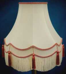 Handmade Cream Fabric Lampshade Terracotta Rope Braid & Tassels - thumbnail 1