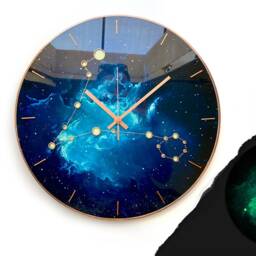 Pisces Star Constellation Glass Wall Clock Celestial Sky Art On Dark Blue Nebula Background