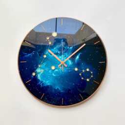 Pisces Star Constellation Glass Wall Clock Celestial Sky Art On Dark Blue Nebula Background - thumbnail 3