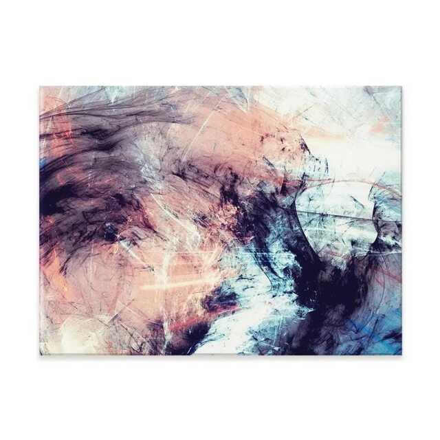 Abstract Canvas Wall Art Inky Blues & Pinks Design - image 1