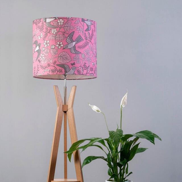 Riverbank Birds Lampshade Pink