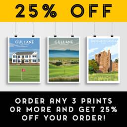 Gullane Golf Course No 3 - Travel Poster East Lothian Print Scotland Wall Art - thumbnail 2