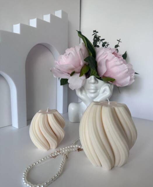Handmade Swirl Soy Wax Candle Glam Home Decor Art - image 1