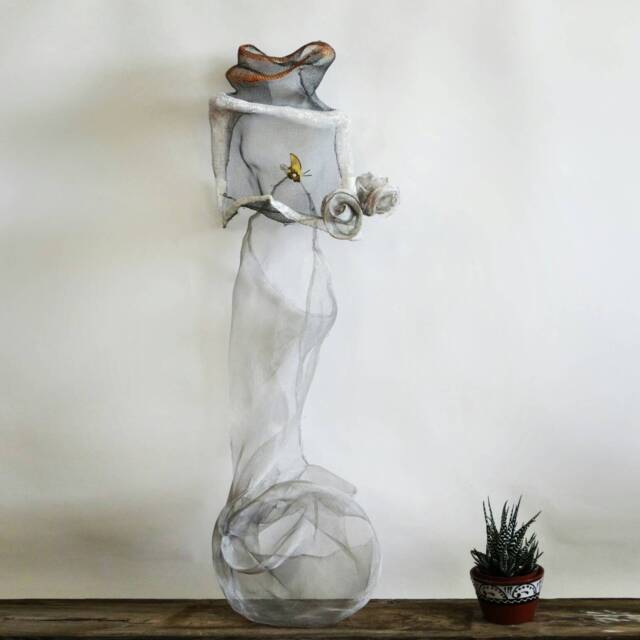 Bride With Flowers Large Metal Decor Wall Hanging Wire Mesh Sculpture Boho Modern Living Room Art Deco Metal Wedding Decor Handmade Gift - image 1