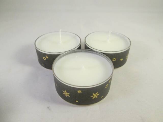 star Candles, Decorated Tea Lights, Washi Tealights, Snowflake Party Black Neutral Candles, Favours, Party Bags - image 1