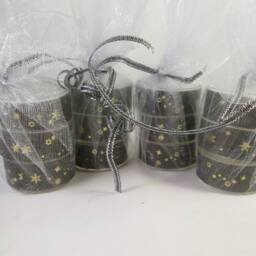star Candles, Decorated Tea Lights, Washi Tealights, Snowflake Party Black Neutral Candles, Favours, Party Bags - thumbnail 2