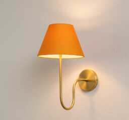 Brass Wall Lamp With Fabric Shade Handmade Vintage Sconce