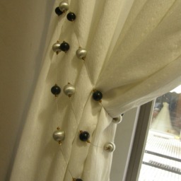 Inox Silver-Black Metallic Balls&beads Curtain Triple Embrasse Tiebacks-1Meter Length Tassel Beads & Metal Drapes Tiebacks - thumbnail 3