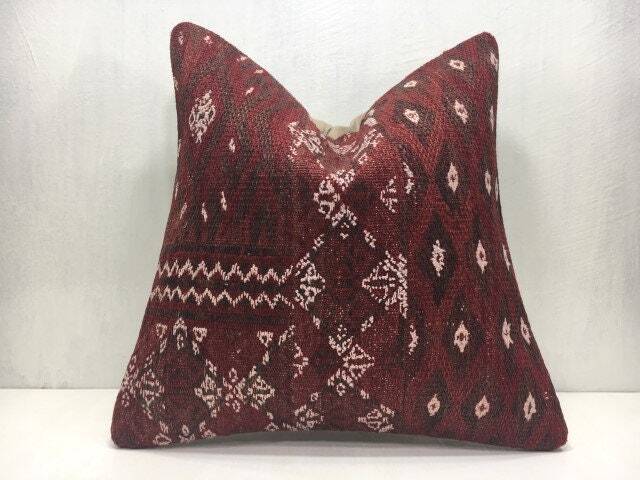 Vintage Turkish Kilim Pillow Cover, Handwoven Accent - 16x16 - image 1