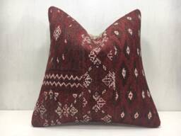 Vintage Turkish Kilim Pillow Cover, Handwoven Accent - 16x16 - thumbnail 1