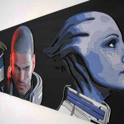 Squad, Garrus, Shepard, Liara Art Portrait, 3D Wall Decor, Scroll Saw Art, Wood Video Game - thumbnail 2