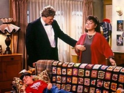 Vintage Style Black Trim Granny Square Afghan Roseanne Couch Blanket - thumbnail 2