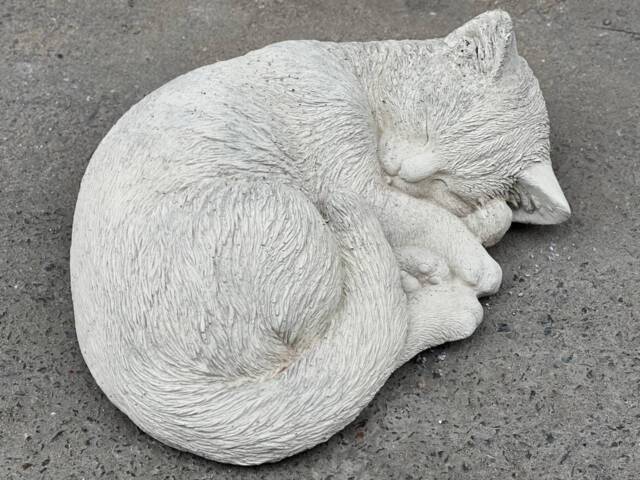 Curled Cat Figurine Stone Kitty Decoration Pet Memorial Sculpture Cement Kitten Statue Ornament Handmade Decor Kitty Lover Gift - image 1
