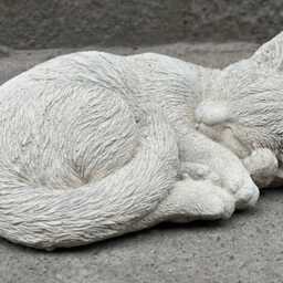 Curled Cat Figurine Stone Kitty Decoration Pet Memorial Sculpture Cement Kitten Statue Ornament Handmade Decor Kitty Lover Gift - thumbnail 3