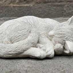 Curled Cat Figurine Stone Kitty Decoration Pet Memorial Sculpture Cement Kitten Statue Ornament Handmade Decor Kitty Lover Gift - thumbnail 2
