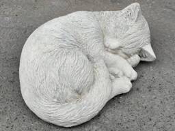 Curled Cat Figurine Stone Kitty Decoration Pet Memorial Sculpture Cement Kitten Statue Ornament Handmade Decor Kitty Lover Gift - thumbnail 1