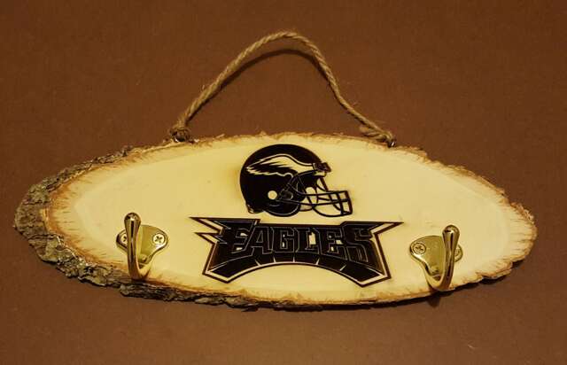Eagles Key Holder Basswood Slice Wood Frame