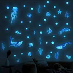 Glow in The Dark Wall Stickers Ocean Themed Kids Room Decor Sea Animals. Whales, Turtles, Exotic Fish, Coral, Jelly Fish. Birthday Art - thumbnail 3