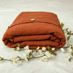 Terracotta/Burn Orange Organic Linen Duvet Cover Full Queen King Twin Double Sizes Christmas - thumbnail 4