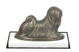 Lhasa Apso, Dog On White Wooden Base Statue, Limited Edition, Artdog - thumbnail 1