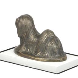 Lhasa Apso, Dog On White Wooden Base Statue, Limited Edition, Artdog - thumbnail 3