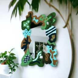 Handmade Tufted Melting Mirror Modern Green Punch Needle Wall Art - thumbnail 2