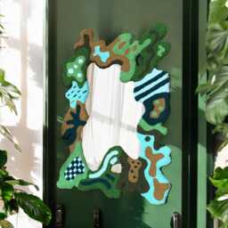 Handmade Tufted Melting Mirror Modern Green Punch Needle Wall Art - thumbnail 3