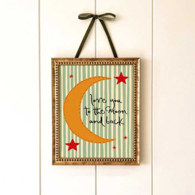 Love You To The Moon & Back Art Print, Nursery Wall Art, Stars Baby Room Decor, Newborn Gift - image 1