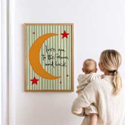 Love You To The Moon & Back Art Print, Nursery Wall Art, Stars Baby Room Decor, Newborn Gift - thumbnail 3