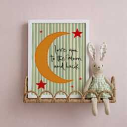 Love You To The Moon & Back Art Print, Nursery Wall Art, Stars Baby Room Decor, Newborn Gift - thumbnail 2
