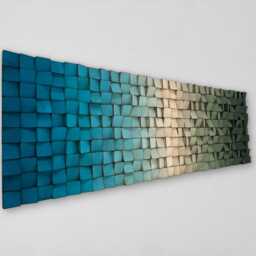 Handmade Wood Wall Art - Blue Green Sound Diffusser Ombre Decor - thumbnail 3