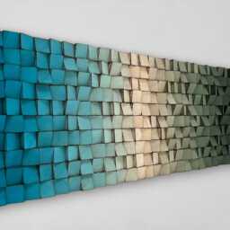 Handmade Wood Wall Art - Blue Green Sound Diffusser Ombre Decor - thumbnail 2