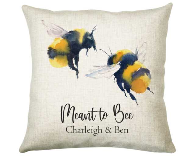 Personalised 2nd Wedding Anniversary Meant To Bee Cushion Gift - Cotton Bumble Throw Pillow For Him Her Cs115 - image 1