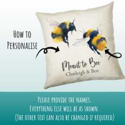 Personalised 2nd Wedding Anniversary Meant To Bee Cushion Gift - Cotton Bumble Throw Pillow For Him Her Cs115 - thumbnail 3