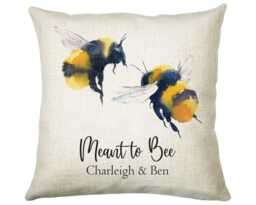Personalised 2nd Wedding Anniversary Meant To Bee Cushion Gift - Cotton Bumble Throw Pillow For Him Her Cs115 - thumbnail 1
