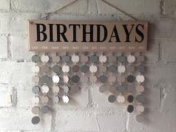 Family Birthday Diary, Birthday Organizer. Wooden Calendar, Wall Hanging Calendar, Pratical Gift Ideas, Unique Home Decor. New Gift
