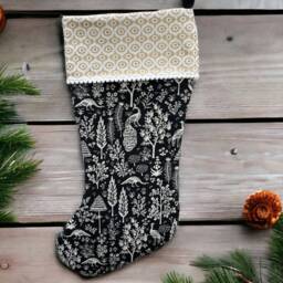 Rifle Paper Co Camont Menagerie Silhouette in Black Fabric Christmas Stocking - thumbnail 1