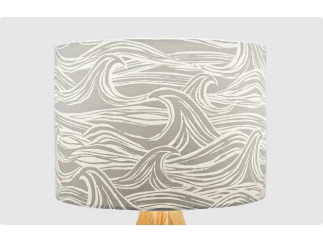 Grey Waves Coastal Lampshade, Table Floor Lamp/Ceiling Pendant Small Medium Large 20cm 25cm 30cm 35cm 40cm UK Fabric Drum Light Shade - image 1