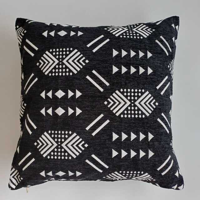 Moroccan Velvet Cushion Cover, Handmade Brocade Black Pillow Case, Decorative 20''x20''/50x50 cm - image 1