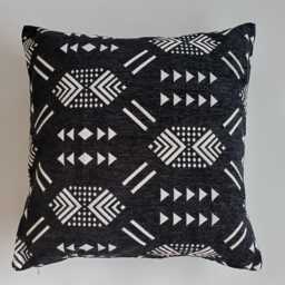 Moroccan Velvet Cushion Cover, Handmade Brocade Black Pillow Case, Decorative 20''x20''/50x50 cm