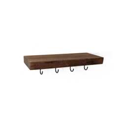 Light Wood Key Hook Shelf - Minimalist Entryway Organizer Solid Home Decor - thumbnail 4