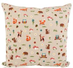 Woodland Animals Cushion, Fox, Owl, Squirrel Print, Made in UK - thumbnail 1