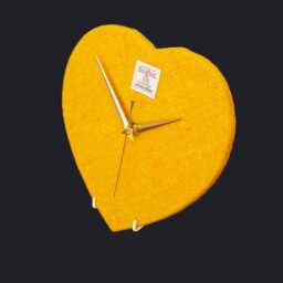 Harris Tweed Heart Clock Yellow Handwoven British Wool Fabric Golden Wedding Anniversary - thumbnail 3
