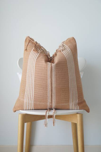 Brown Tribal Hemp Hand Woven Natural Dye Color Hmong Lumbar Pillow Cover - image 1
