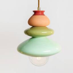 Pendant Ceramic Lamp, Hanging Lampshade, Handmade Design, Contemporary Artwork Creation, Unique Light Fixture Gift - thumbnail 2