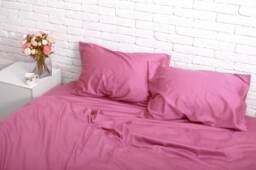 Cotton Sateen Bedding Set Of 5 Pieces in Pink. Flat Sheet, Fitted Duvet Cover, 2 Pillowcases. Twin Full Queen Au Eu