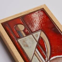 Modern Figure Handpainted Tile Ceramic Artwork Abstract Simple Lines Burnt Orange Curvy Design Clay Figures Greek Wall Art - thumbnail 2